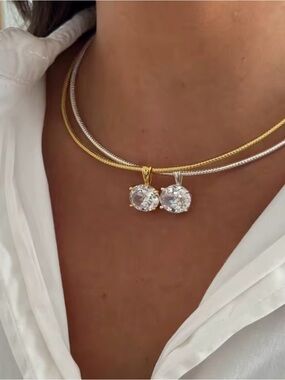 Gorgeous Gold CZ Pendant Necklace